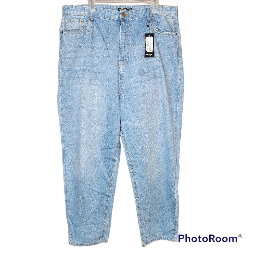 NWT With Flaw Nasty Gal High Waisted Relaxed Mom Jeans Size 16